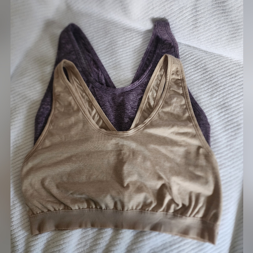 Fruit of the Loom Tan and Purple Sports Bras